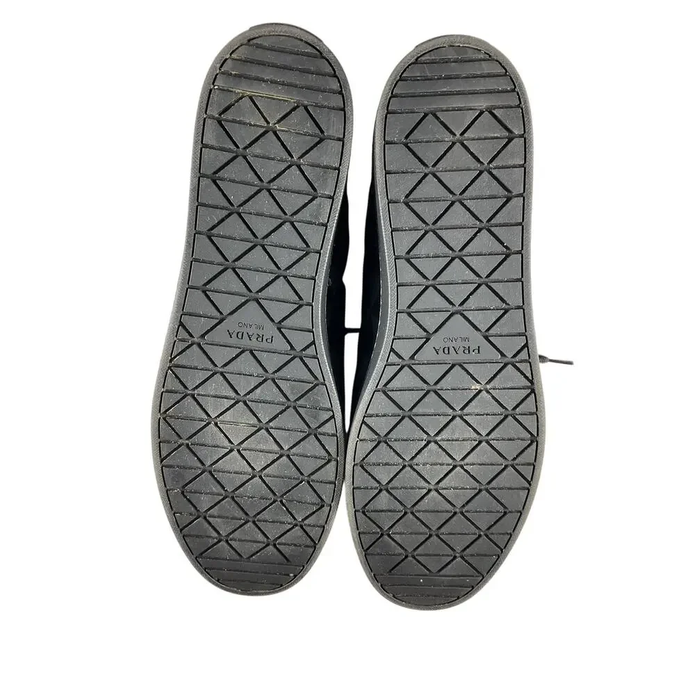 Prada Black Nylon & Leather Low Top Sneakers Size 12.5 - Picture 8 of 9